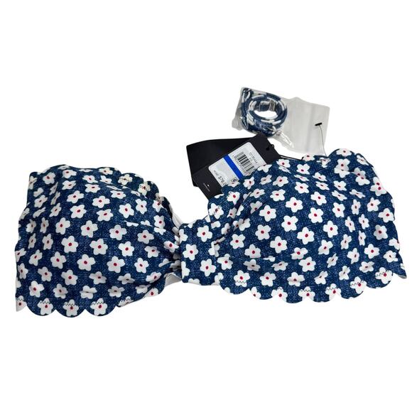 Tommy Hilfiger Floral Scalloped Removable Cups Lined Bandeau NWT - Picture 4 of 9